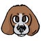 Cute cartoon foxhound puppy hunting dog face vector clipart. Pedigree kennel baby doggie breed for dog lovers. Purebred doggy for