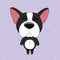 Cute cartoon french bulldog black and white