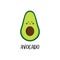 Cute cartoon fresh healthy avocado vector