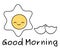 Cute cartoon fried egg with good morning text vector con