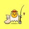 Cute cartoon fried eggs ready fishing