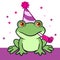 Cute cartoon frog in birthday hat