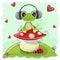 Cute cartoon Frog with headphones