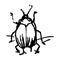 Cute cartoon fruit beetle vector clipart. Garden pest bug. Athropod naive doodle of winged biological insect. Doodle of yard