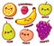 Cute cartoon fruits set