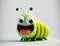 Cute cartoon funny caterpillar - AI generated happy toon character