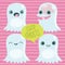 Cute cartoon ghost set. Funny Halloween character