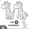 Cute cartoon Giraffe animal, Find differences educational game for children