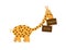 Cute Cartoon Giraffe Holding Hebrew Stay Home Sign