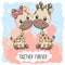 Cute Cartoon giraffes boy and girl