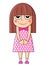 Cute cartoon girl with admiring emotions. Vector illustration