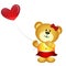 Cute Cartoon Girl Bear Holding Love Balloon