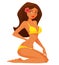 and cute cartoon girl in bikini