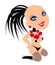 Cute cartoon girl goth with black dreadlocks