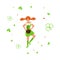 Cute cartoon girl leprechaun dancing