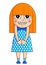 Cute cartoon girl with mischievous emotions. Vector illustration