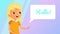 Cute Cartoon Girl Waving Hand Bubble Speech Hello