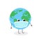 Cute cartoon globe character wearing face mask