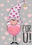 Cute Cartoon gnome with heart