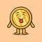 Cute cartoon gold coin with flashy expression