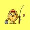 Cute cartoon gold coin ready fishing