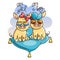 Cute cartoon golden baby pigs in a cool rainbow glasses