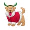 Cute Cartoon of Golden Retriever Puppy Wearing Santa Claus Costume