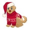 Cute Cartoon Golden Retriever Wearing Ugly Sweater of Christmas