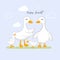 Cute Cartoon goose family.  Vector illustration