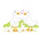 Cute Cartoon goose family.  Vector illustration