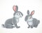 Cute cartoon gray rabbits farm animals