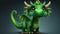 Cute cartoon green dragon art