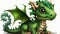 Cute cartoon green dragon art