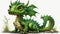 Cute cartoon green dragon art