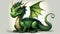 Cute cartoon green dragon art