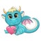 Cute cartoon green dragon with a heart, declaration of love, Valentines day. Symbol of 2024 according to the Chinese