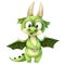 Cute cartoon green Dragon on a white background