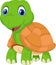 Cute cartoon green turtle