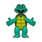 Cute Cartoon of Green Turtle Mascot Logo