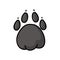 Cute cartoon grey dog paw with claw print vector clipart. Wildlife animal foot print for dog lovers. Stylized fun kids