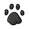 Cute cartoon grey dog paw with claw print vector clipart. Wildlife animal foot print for dog lovers. Stylized fun kids