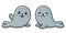 Cute cartoon grey seals