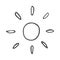 Cute cartoon hand drawn sun drawing. Sweet vector black and white sun drawing. Isolated monochrome doodle sun drawing on