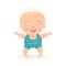 Cute cartoon happy baby boy trying to walk, colorful character vector Illustration