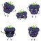 Cute cartoon happy blackberry character set