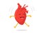 Cute cartoon happy healthy human heart character jumped up. Express feelings of love happiness and joy. Vector