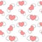 Cute cartoon heart with wings valentine romantic seamless pattern background illustration