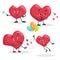 Cute cartoon hearts characters set. Heart with flower, giving air kiss, flying on balloons. Cheerful and adorable mascots. Valenti
