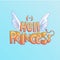 Cute cartoon Hell Princess lettering with saint wings and evil tail, horns. Disobedient little princess, cute hell girl