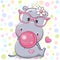 Cute Cartoon Hippo with bubble gum